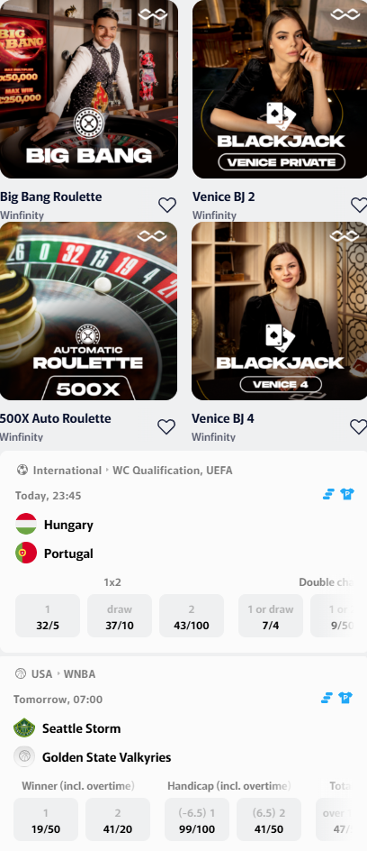 Live games, sport wbet casino